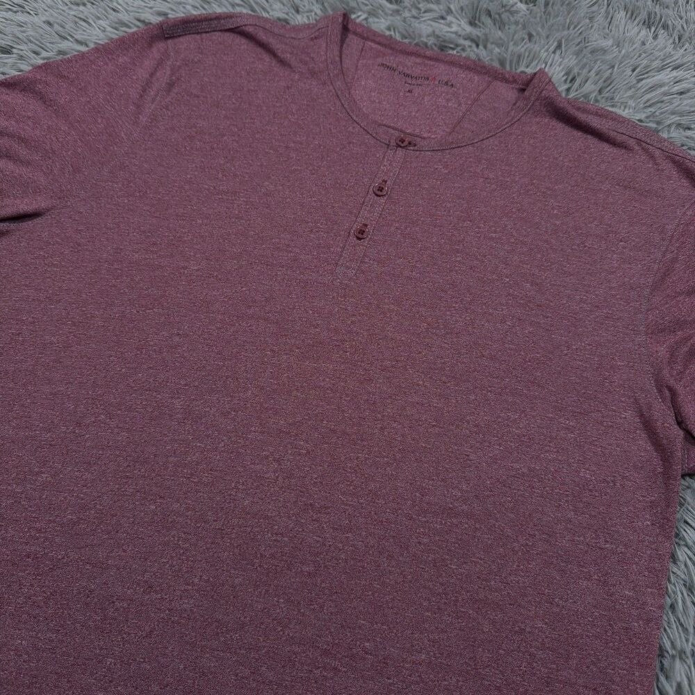 John Varvatos Shirt XL Burgundy Heather Henley Solid Pullover Modal USA Mens